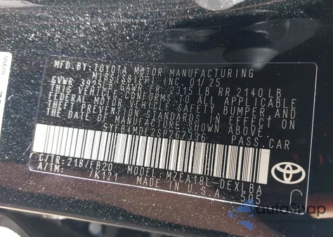 2025 Toyota Corolla Le from USA, damaged, VIN 5YFB4MDE2SP267336